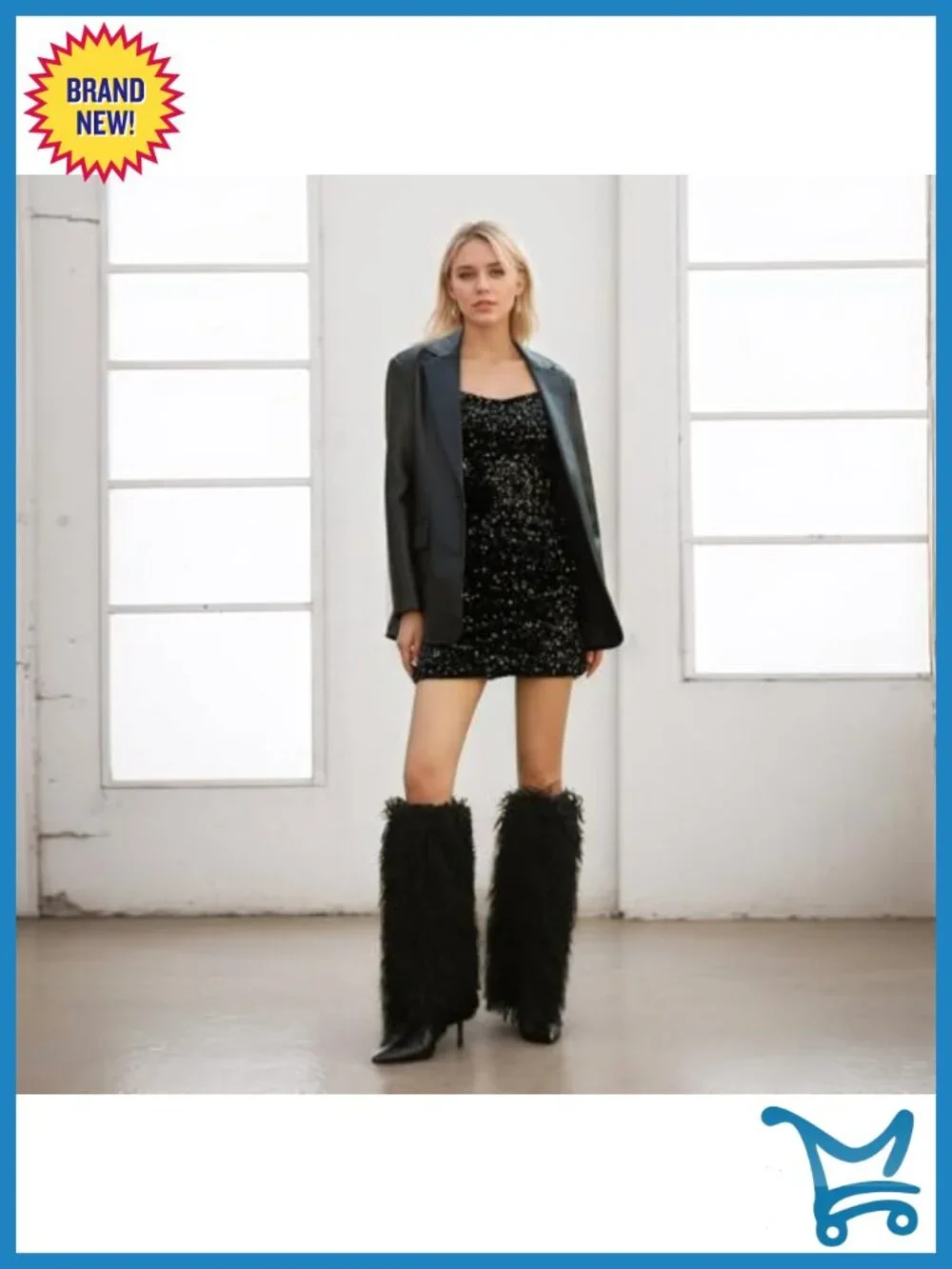 Faux Fur Over-the-Knee High Heel Boots Wide Calf Zip Closure